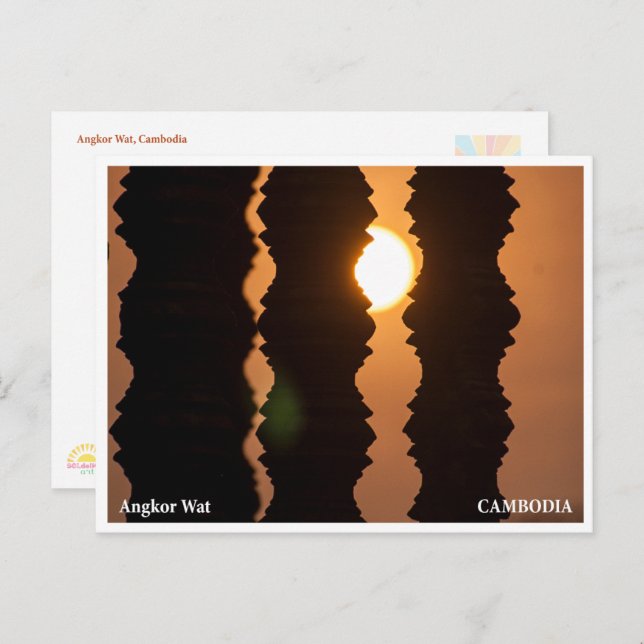 Postal Festiva Angkor Wat Sunrise – Art Travel Postcard (Anverso / Reverso)