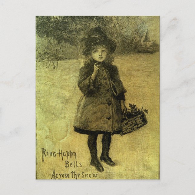 Postal Festiva Anillo Belces felices a través de la nieve (Anverso)
