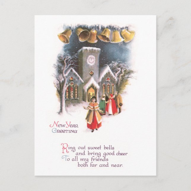 Postal Festiva Anillo de las campanas en la cosecha de Año Nuevo (Anverso)