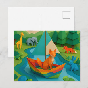 Postal Festiva Animales de Bosque Plegados – Fauna Colorida de Or
