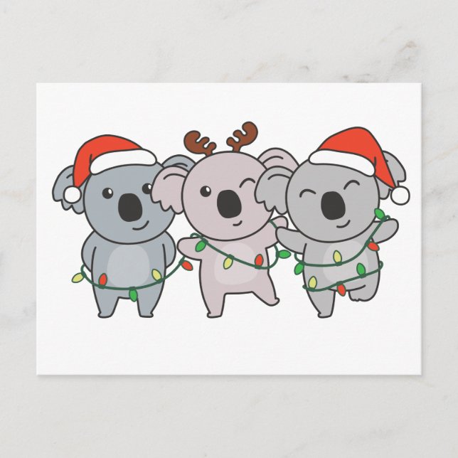 Postal Festiva Animales de los Navidades Koala adoran a Koalas (Anverso)