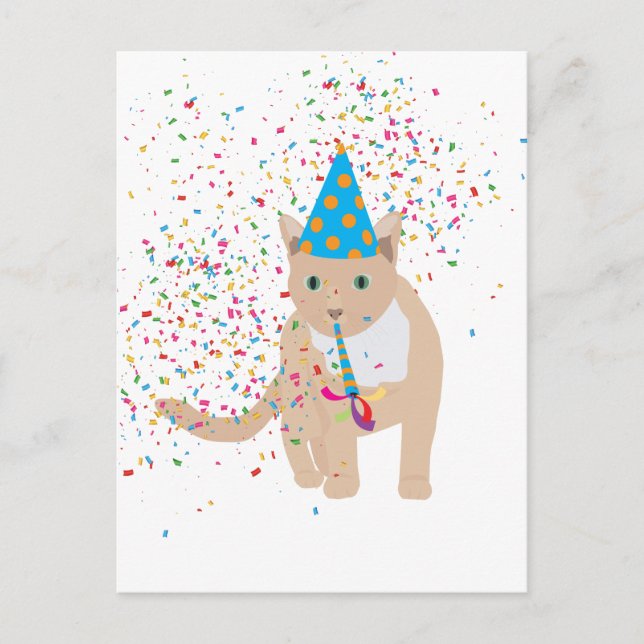 Postal Festiva Animales gatos divertidos que tienen un Fiesta (Anverso)