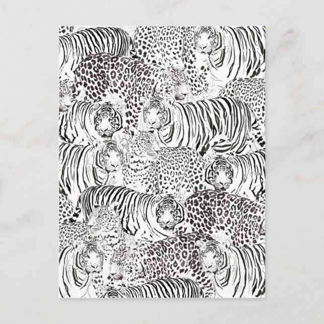 Postal Festiva Animales modernos de leopardo blanco negro (Anverso)