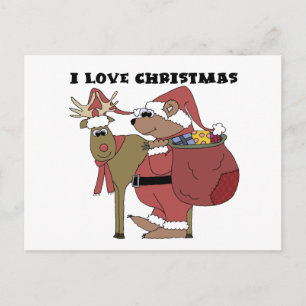 Postal Festiva Animales que amo Navidades camisetas y regalos