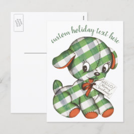 Postal Festiva Animales rellenos de porcino de Gingham Puppy