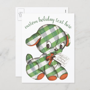 Postal Festiva Animales rellenos de porcino de Gingham Puppy