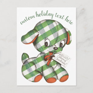 Postal Festiva Animales rellenos de porcino de Gingham Puppy