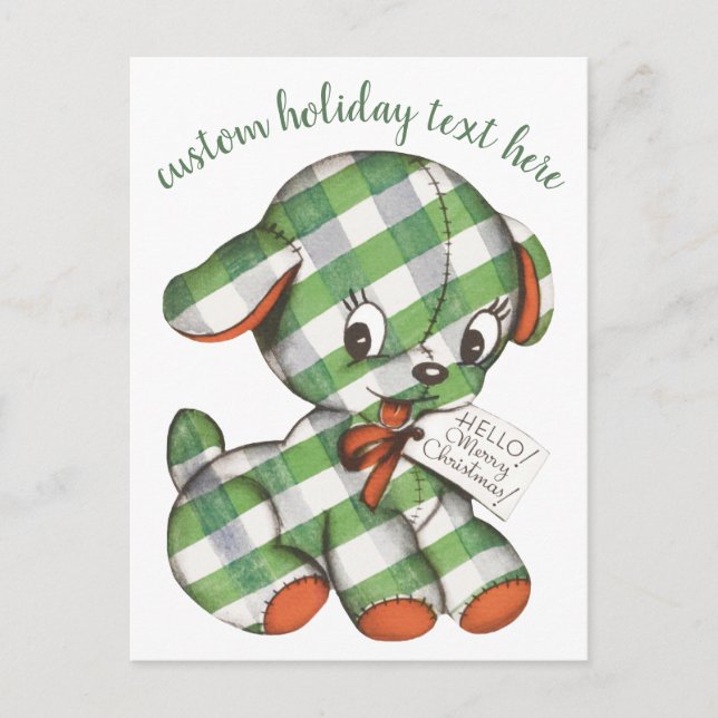 Postal Festiva Animales rellenos de porcino de Gingham Puppy (Anverso)