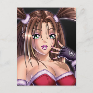 Postal Festiva Anime Chica Navidades Hair