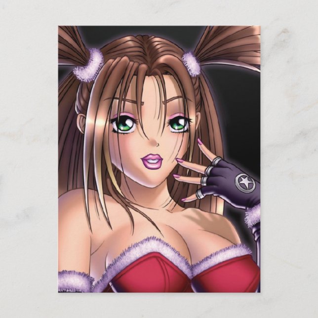 Postal Festiva Anime Chica Navidades Hair (Anverso)