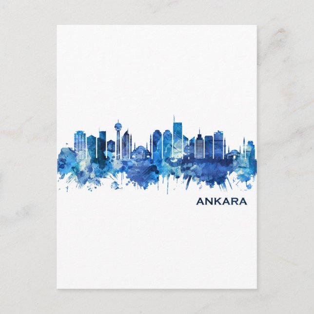 Postal Festiva Ankara Turkey Skyline Blue (Anverso)