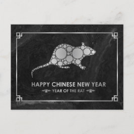 Postal Festiva Año de la Rata Metalizado Blanca 2020