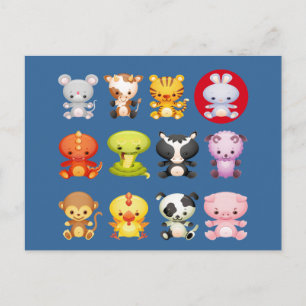 Postal Festiva Año de los animales zodiacos chinos en el conejo