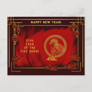 Postal Festiva Año del Caballo de Fuego , Feliz Año Nuevo Lunar
