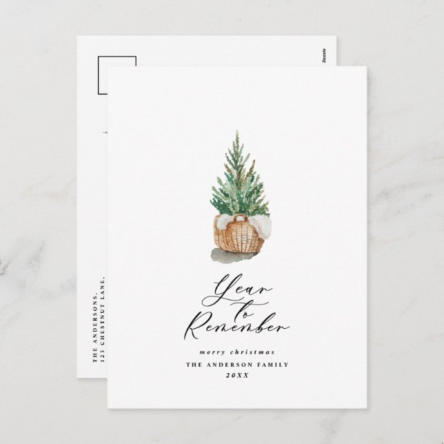 Postal Festiva Año mínimo moderno para recordar el árbol de Navid (Anverso / Reverso)