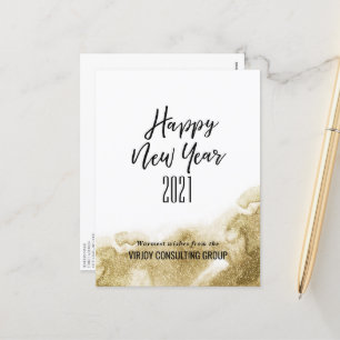 Postal Festiva Año Nuevo 2021   Resumen de oro corporativo