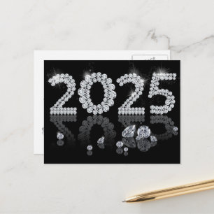 Postal Festiva Año Nuevo 2025 de los diamantes brillantes de lujo