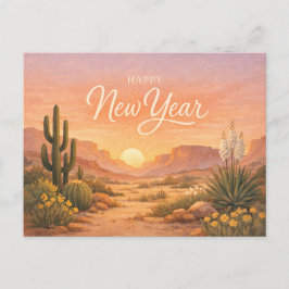 Postal Festiva Año Nuevo al amanecer del desierto del suroeste