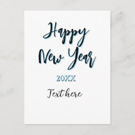 Postal Festiva Año nuevo azul negro audaz año simple