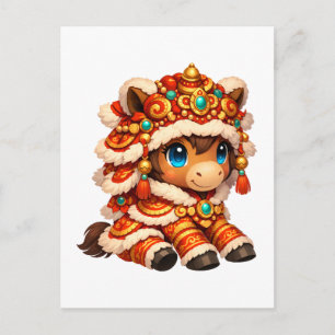 Postal Festiva Año Nuevo Chino Caballo 2026 Zodiaco