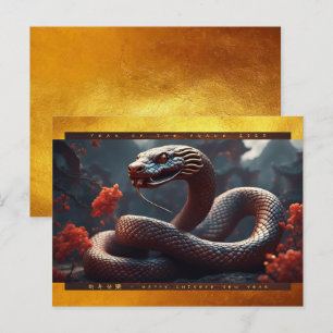Postal Festiva Año Nuevo Chino de la Serpiente 2025 Madera HPc