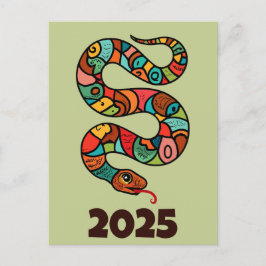 Postal Festiva Año Nuevo Chino De La Serpiente Madera 2025