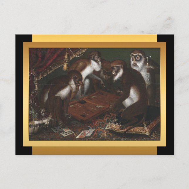 Postal Festiva Año Nuevo chino del mono - pintura europea (Anverso)