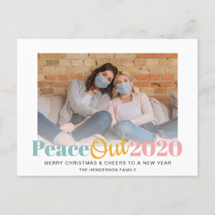 Postal Festiva Año Nuevo con Navidades divertidos de Peace Out 20