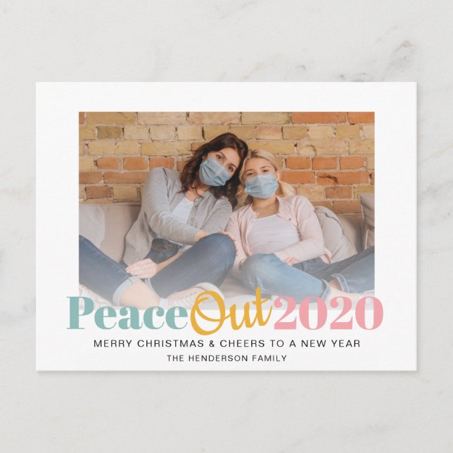 Postal Festiva Año Nuevo con Navidades divertidos de Peace Out 20 (Anverso)