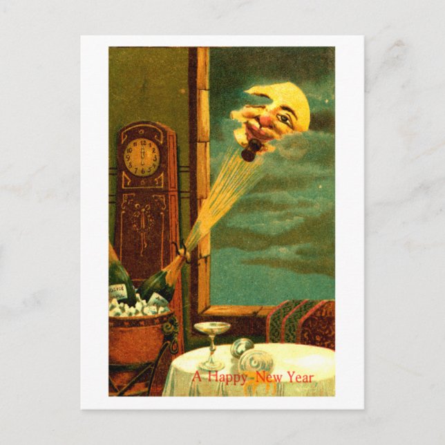 Postal Festiva Año Nuevo de Champagne 1908 (Anverso)