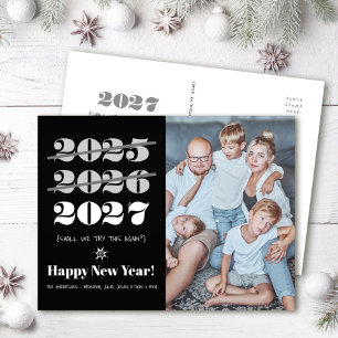 Postal Festiva Año Nuevo Divertido 3ra Vez es la Encantada Foto e