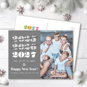 Postal Festiva Año Nuevo Divertido 3ra Vez es la Encantada Foto G