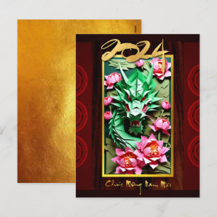 Postal Festiva Año Nuevo Dragón de Madera Vietnamita Dorado 2024