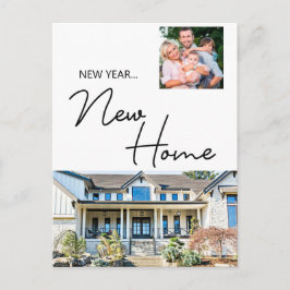 Postal Festiva Año Nuevo: Fotografía de la familia en casa y vaca