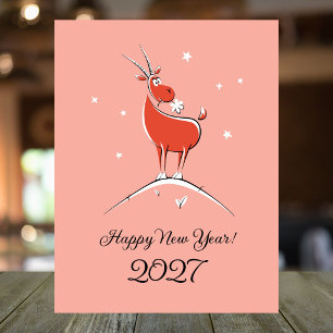 Postal Festiva Año Nuevo Lunar Chino Cabra 2027 Fiesta Zodiaco