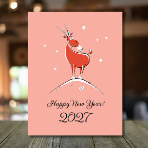 Postal Festiva Año Nuevo Lunar Chino Cabra 2027 Fiesta Zodiaco