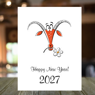 Postal Festiva Año Nuevo Lunar Chino Cabra de Fuego 2027 Zodiaco