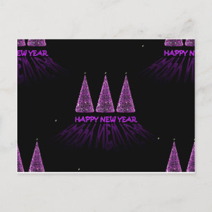 Postal Festiva año nuevo morado feliz