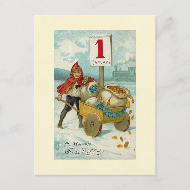 Postal Festiva Año Nuevo rico (Anverso)