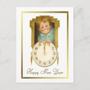 Postal Festiva Año nuevo vintage