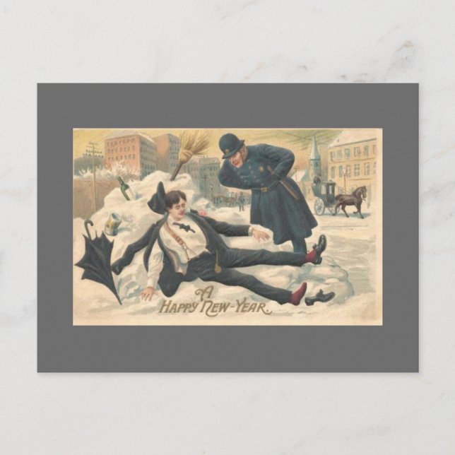 Postal Festiva Año nuevo vintage (Anverso)