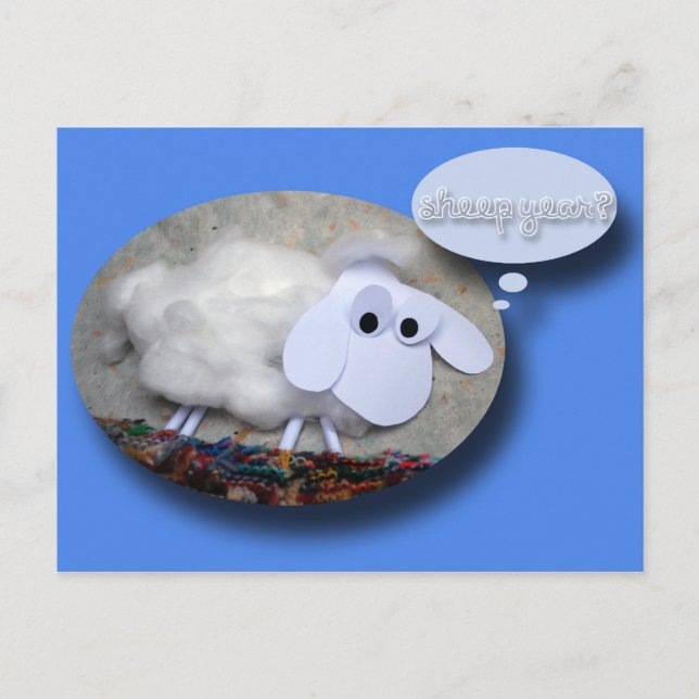 Postal Festiva Año ovino curado Año nuevo chino cumpleaños Zodiac (Anverso)