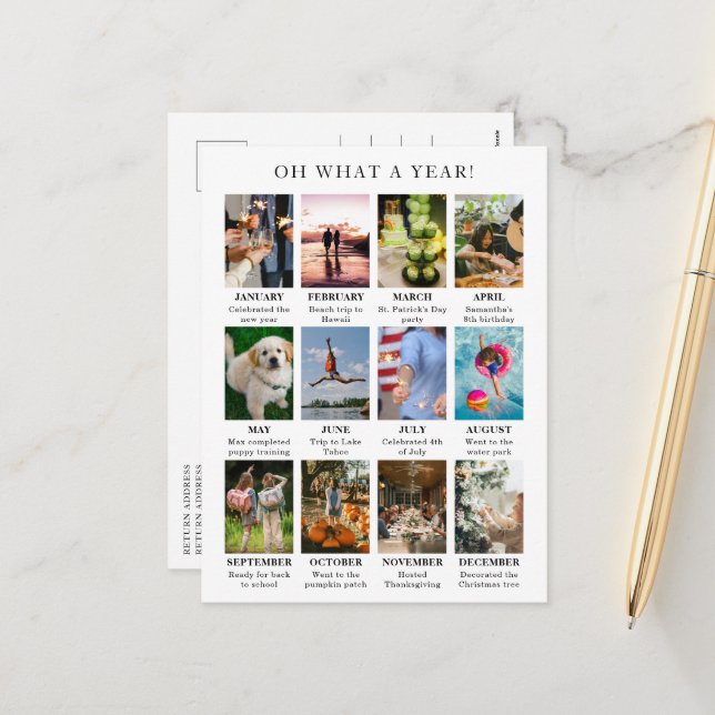 Postal Festiva Año simple en reseña foto Navidades modernos (Anverso/Reverso In Situ)