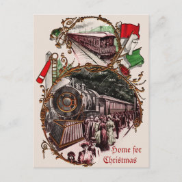 Postal Festiva Años 1900 Hogar para Navidades
