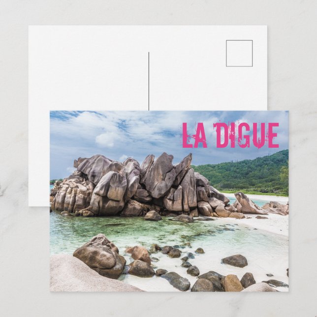Postal Festiva Anse Cocos Seychelles La Digue Beach (Anverso / Reverso)