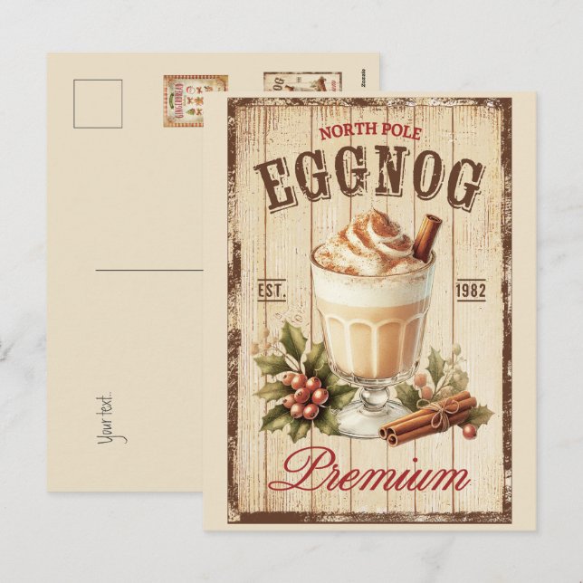 Postal Festiva Antecedentes de madera de huevo del Polo Norte Rús (Anverso / Reverso)