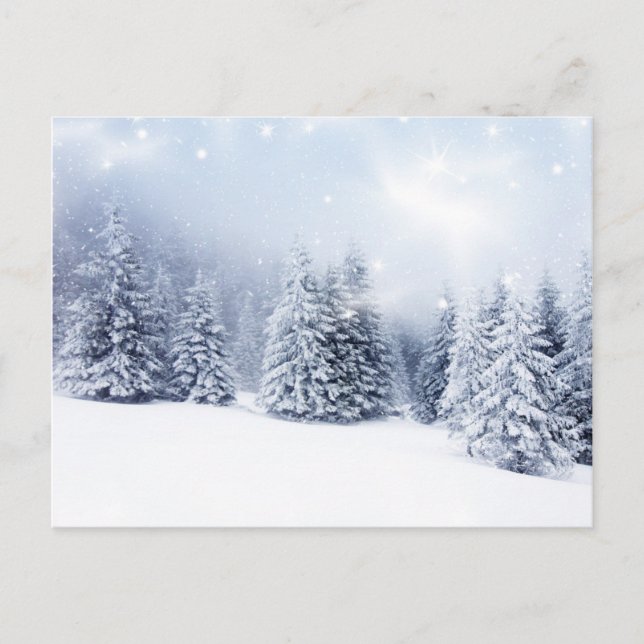 Postal Festiva Antecedentes navidades Con Árboles De Par Nevados  (Anverso)