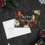 Postal Festiva Antecedentes oscuros de cosecha Minimalista Feliz<br><div class="desc">Postales navideñas Dark Merry: un diseño original y llamativo,  con un audaz tipo de letra minimalista mezclado con un elegante fondo vintage.</div>