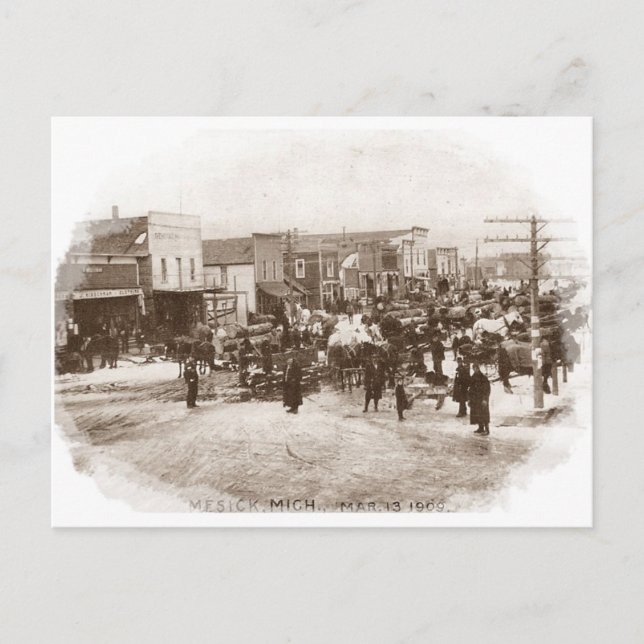 Postal Festiva ~ antiguo 1909 de la opinión de la calle de Mesick (Anverso)