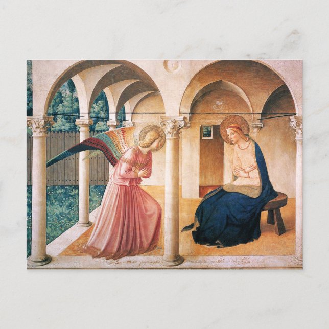 Postal Festiva ANUNCIACIÓN de Navidades de FRA ANGELICO (Anverso)